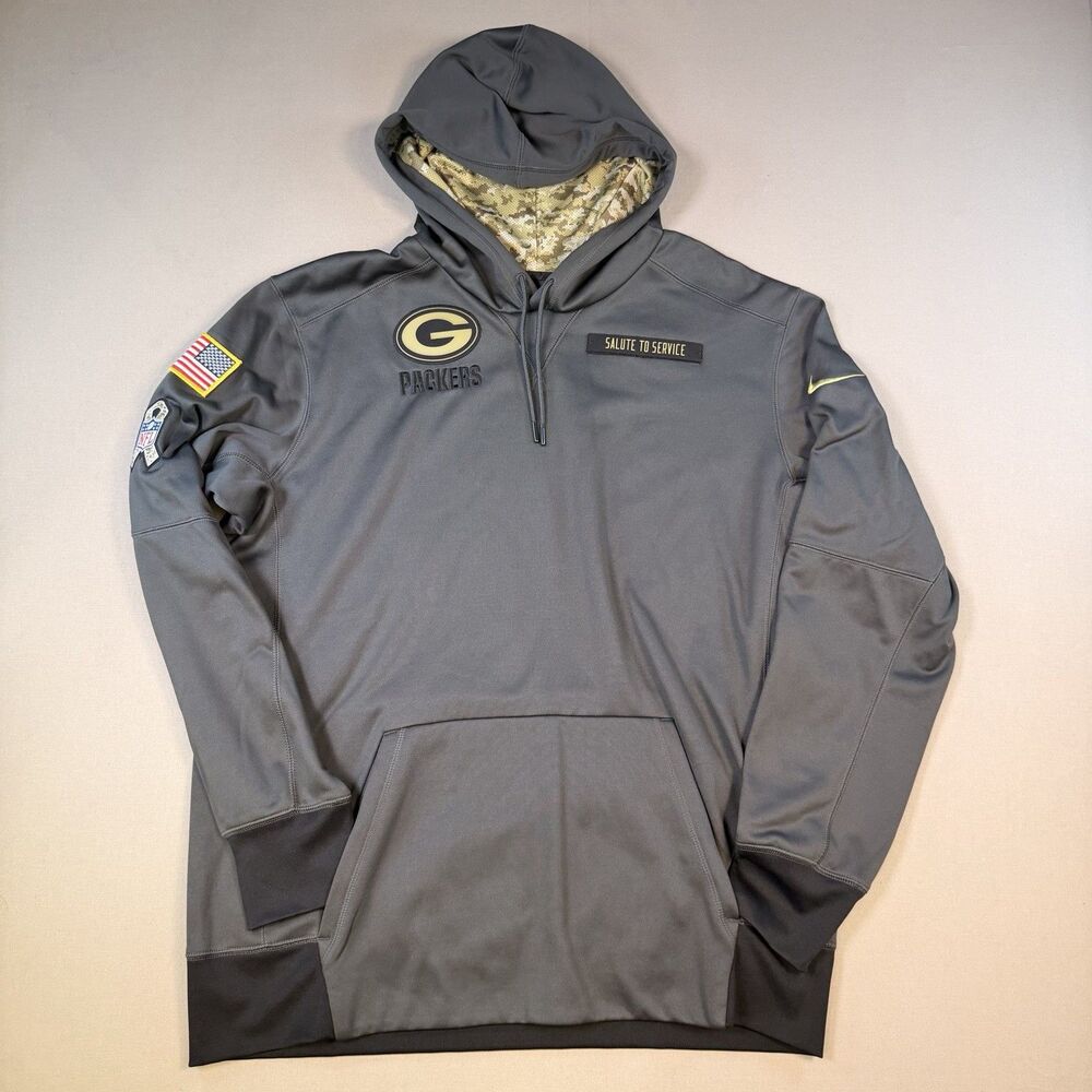 Green Bay Packers Hoodie Mens XL Green Nike Salute To Service Therma Fit NFL EUC